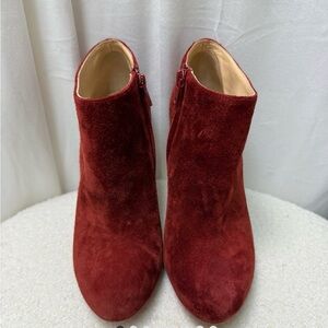CHRISTIAN LOUBOUTIN Burgundy Suede So Kate 100 Boots, Size 37.5